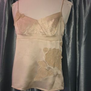 BCBG silk camisole top Size M with crochet details